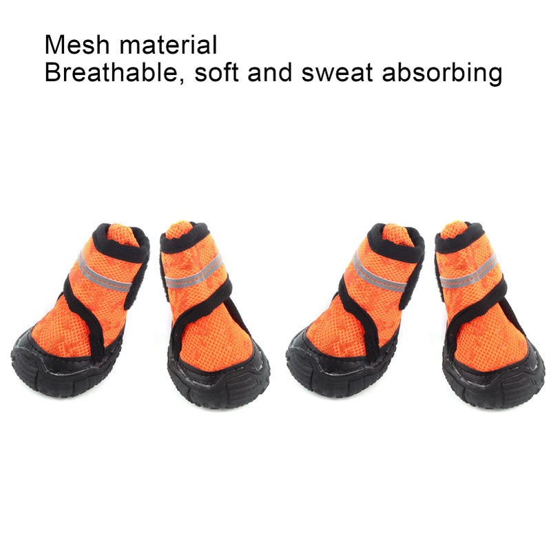 Orange Dog Shoes 4PCS Antislip Breathable Boots Reflective Straps Adjustable Zipper Size 90 - Image 5