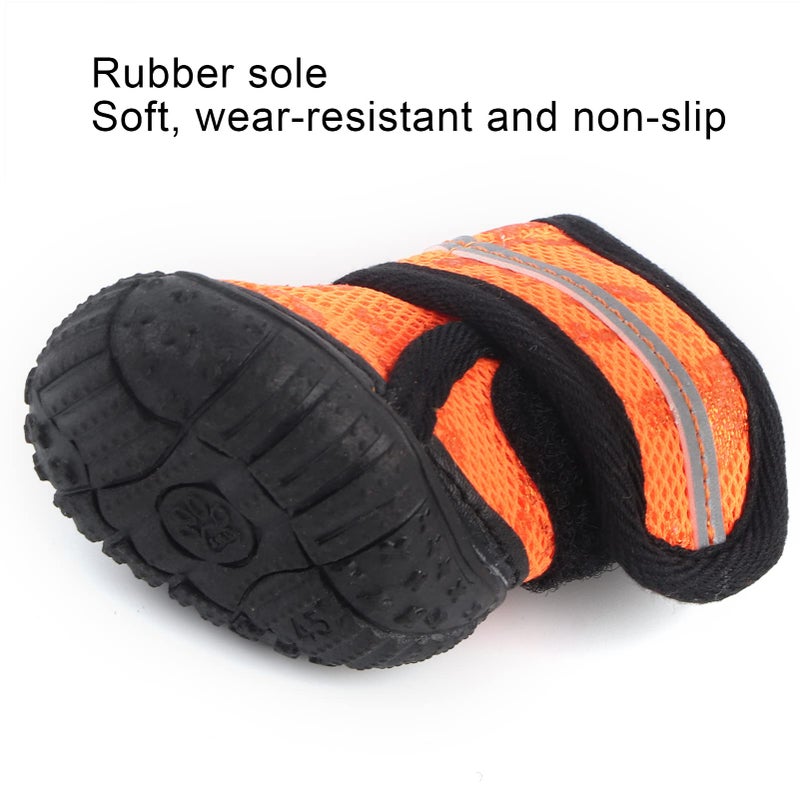 Orange Dog Shoes 4PCS Antislip Breathable Boots Reflective Straps Adjustable Zipper Size 90 - Image 3