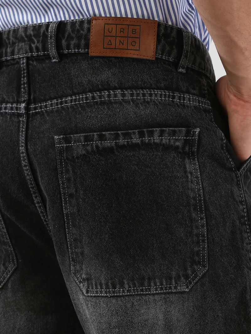 Urbano Fashion  Urbano Fashion Men's Black Loose Baggy Fit Cargo Carpenter Jeans with 6 Pockets Non-Stretchable  | Best Price UAE