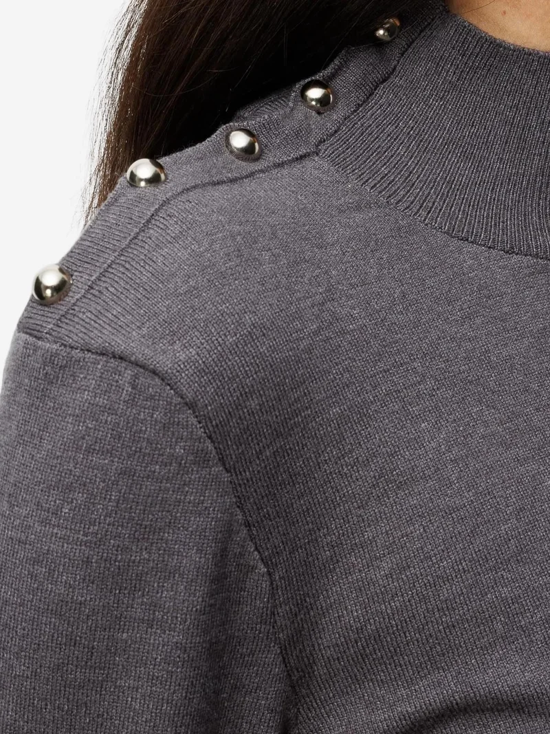 Mixray Dark Grey MIXRAY Turtleneck Knit Sweater for Women | Best Price UAE