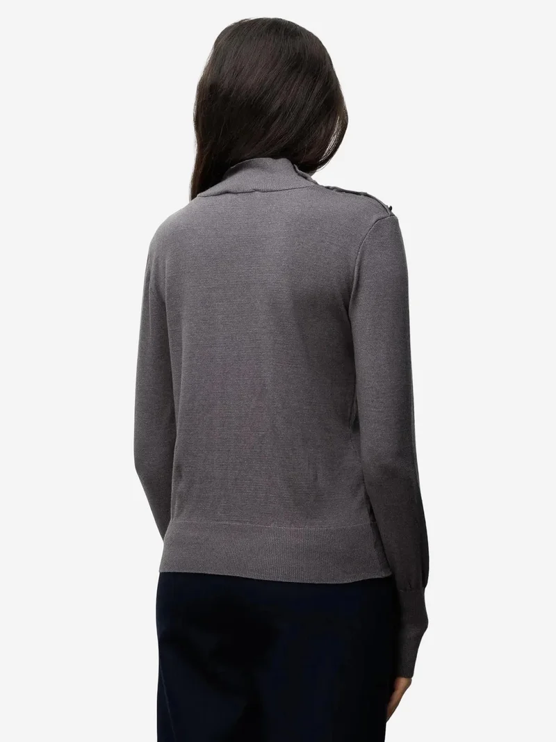 Mixray Dark Grey MIXRAY Turtleneck Knit Sweater for Women | Best Price UAE