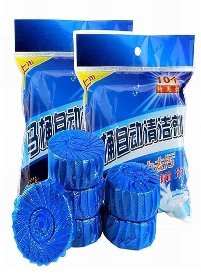 CHHELL Toilet Cleaner Tablets Blue - (10 Pcs Each) | Automatic Toilet Bowl Cleaning Tablets | Long-Lasting Deodorizing & Freshening Tank Cleaner | Powerful Stain Removal, Up to 15 Days Per Tablet - Image 1