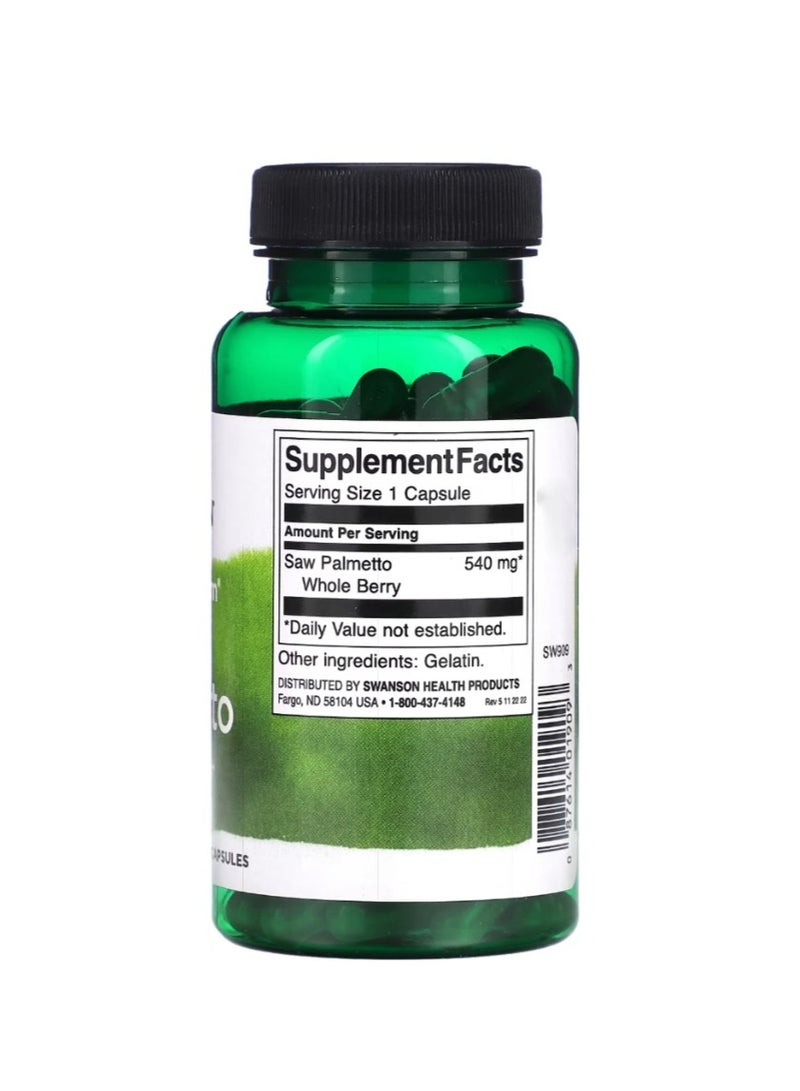 SWANSON Saw Palmetto 540 mg 100 Capsules - Image 2