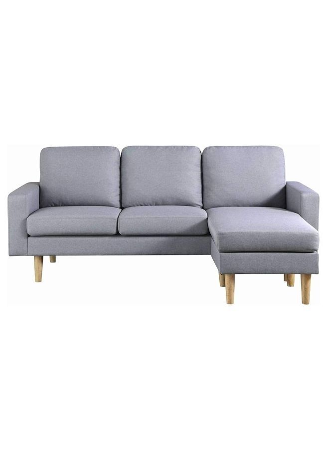 Karnak L-Shaped Sectional Sofa, Wood Legs Modern Corner Sofa Convertible For Studio, Living room furniture Color (Light Grey) - Image 2