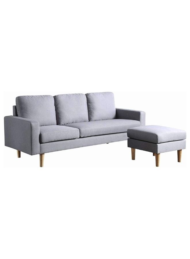 Karnak L-Shaped Sectional Sofa, Wood Legs Modern Corner Sofa Convertible For Studio, Living room furniture Color (Light Grey) - Image 4