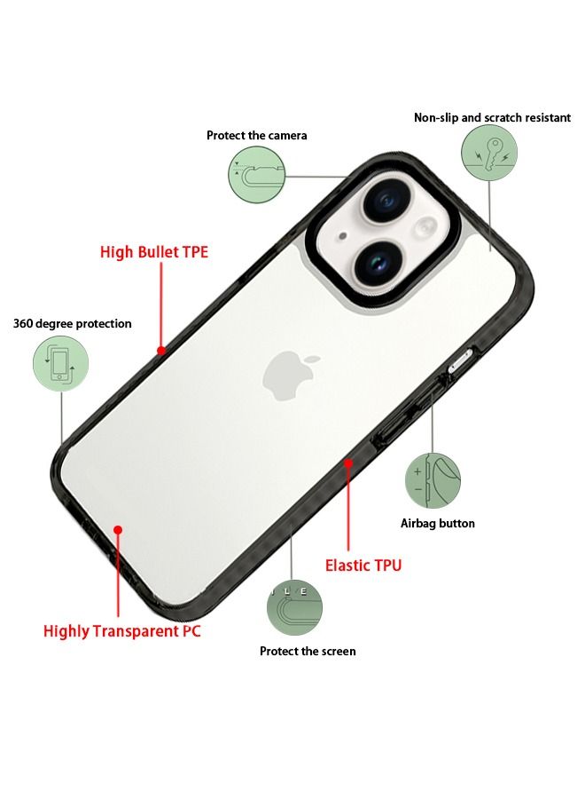 IPhone 14 Black-Ring Collision-Resistant Triple-In-One Transparent Case - Image 2