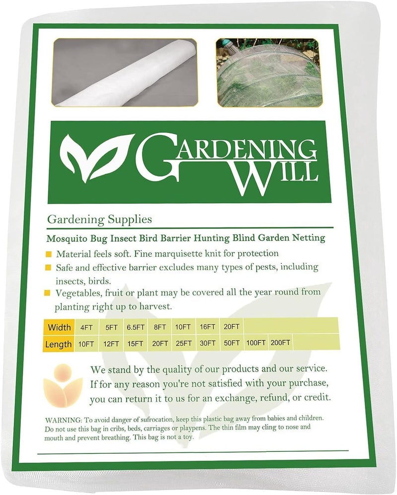 Gardeningwill 20Ft x 25Ft Mosquito Bug Insect Bird Fine Mesh Net Barrier Hunting Blind Garden Screen Netting for Protect Your Plant Fruits Flower - Image 2