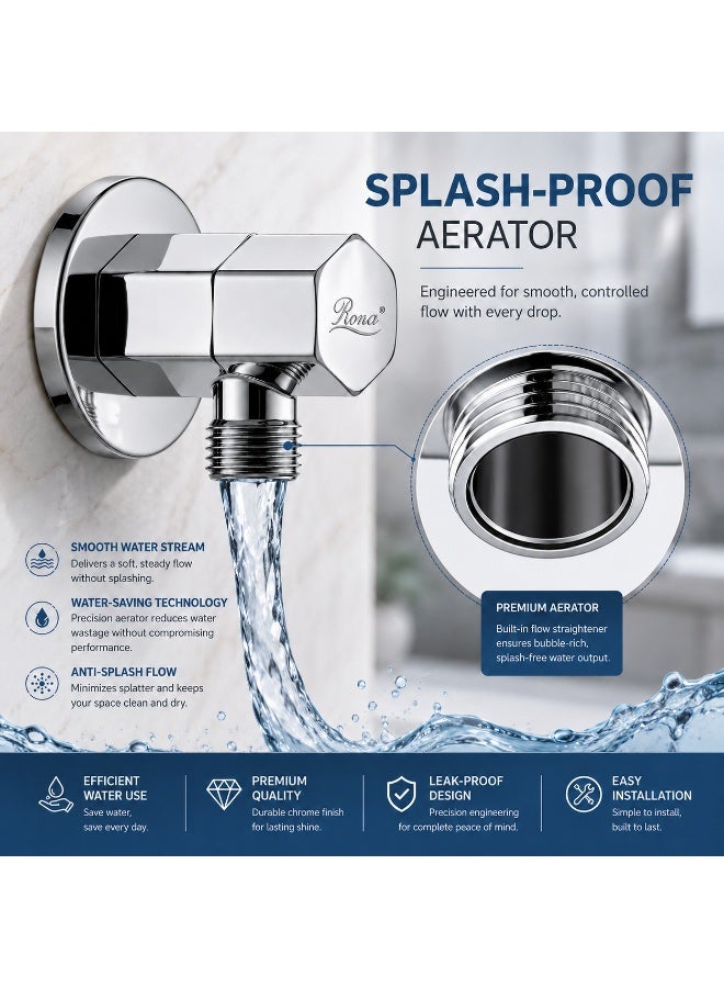 RONA Premium Solid Copper Angle Valve | Heavy-Duty Quarter Turn Shut-Off Valve with Hexagonal Cap | Leak-Proof Ceramic Disc | Universal G 1/2" Fitting for Bathroom & Kitchen | 5-Year Warranty (Available in 6 Luxury Finishes) - Image 3