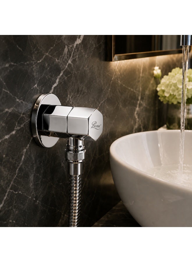 RONA Premium Solid Copper Angle Valve | Heavy-Duty Quarter Turn Shut-Off Valve with Hexagonal Cap | Leak-Proof Ceramic Disc | Universal G 1/2" Fitting for Bathroom & Kitchen | 5-Year Warranty (Available in 6 Luxury Finishes) - Image 2