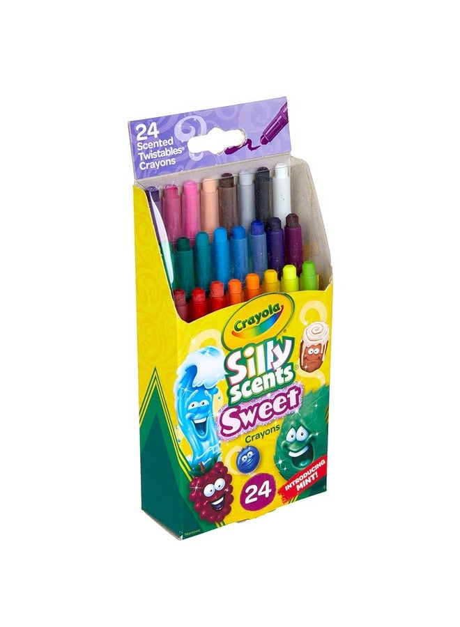كرايولا أقلام تلوين قابلة للالتواء من Silly Scents، أقلام تلوين برائحة حلوة، 24 قطعة - Image 1