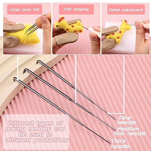 IMZAY Needle Felting Tools, Needle Felting Supplies, Needle Felting Kit with 3 Size 30Pcs Needles Felting Needles,Wooden Handle, Finger Cots, Perfect for DIY Felting Wool Projects - Image 3
