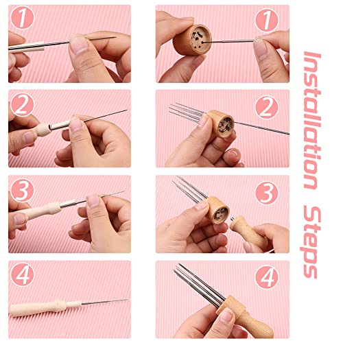 IMZAY Needle Felting Tools, Needle Felting Supplies, Needle Felting Kit with 3 Size 30Pcs Needles Felting Needles,Wooden Handle, Finger Cots, Perfect for DIY Felting Wool Projects - Image 4