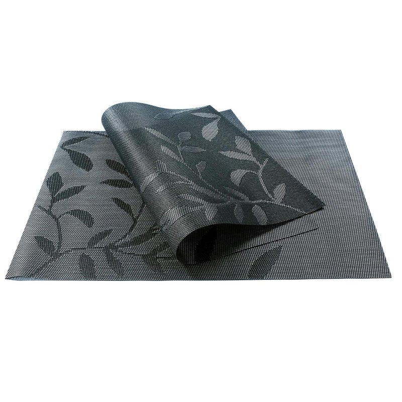 DANSR DANSR Table PVC Woven Vinyl Placemats NonSlip Insulation Waterproof Placemats for Dining Table PVC Heat Insulation Table Mats WashableBlack Set of 8  - Image 4