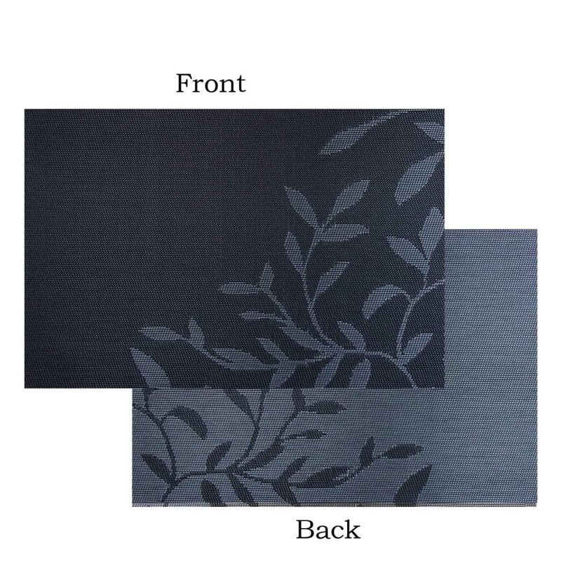 DANSR DANSR Table PVC Woven Vinyl Placemats NonSlip Insulation Waterproof Placemats for Dining Table PVC Heat Insulation Table Mats WashableBlack Set of 8  - Image 3