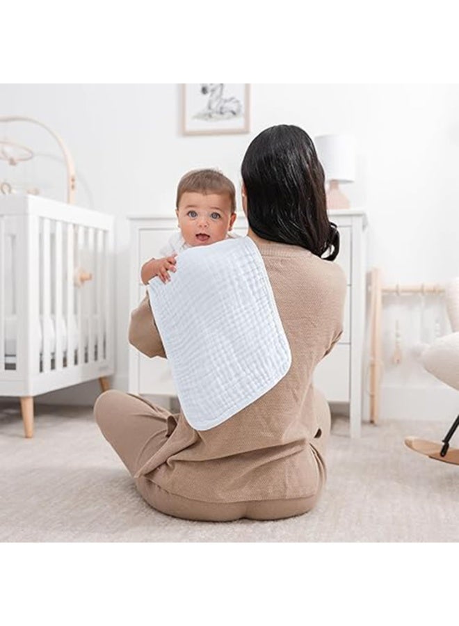 Muslin Baby Burp Cloths, 100% Cotton, 20 x 10 inches, White, 8 Pack - Image 2