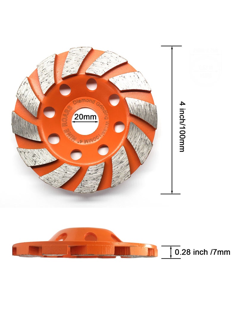 NINEROARS 4 Inch 100mm Diamond Grinding cup Wheel for Hard Concrete, Marble, granite, Stone, 20 mm/16mm center hole, fits  Angle grinder - Image 2