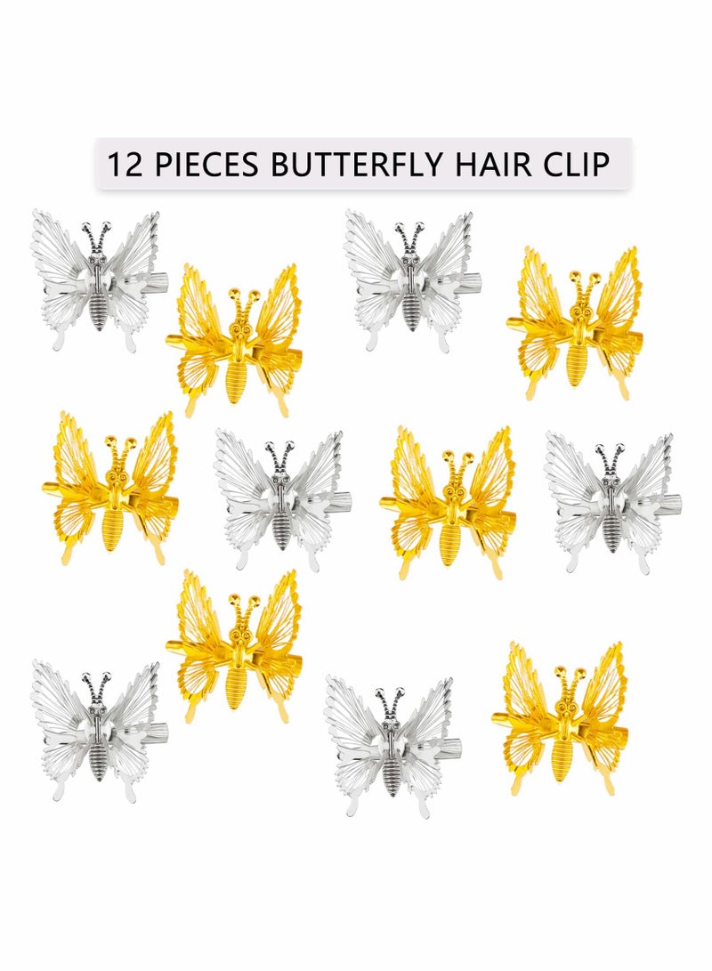 12 Pcs 3D Metal Butterfly Hair Clips, Cute Moving Butterfly Hair Claw Pins, Stylish Hair Accessories for Creative Hair Styling - Image 4