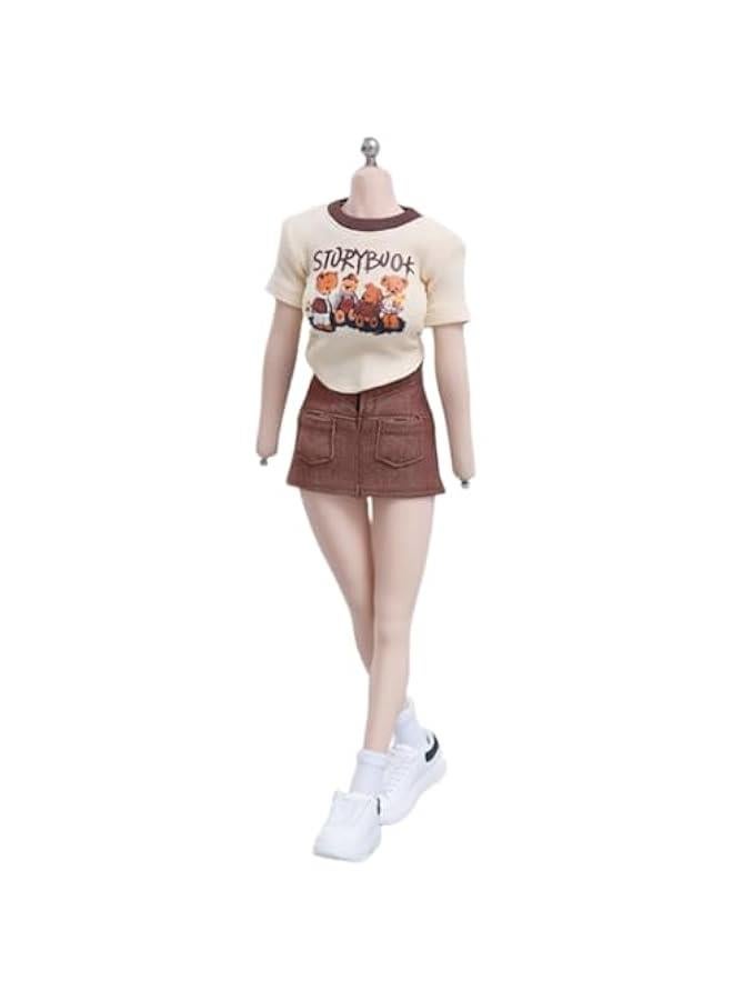 1/6 Scale Figure Doll Clothes: Short-Sleeved Wrap-Around Skirt Set for 12-inch Collectible Action Figure cd064C 