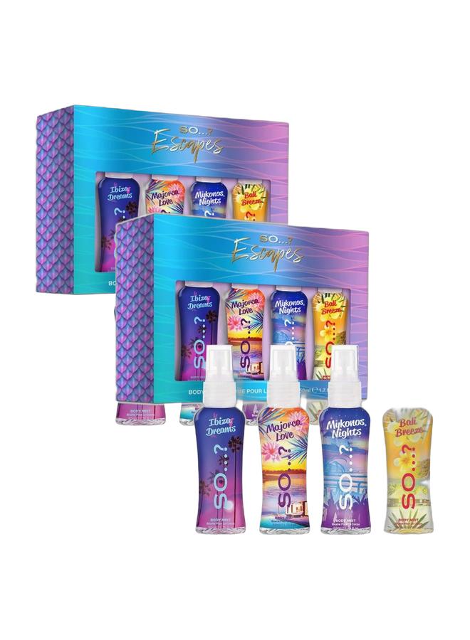 سو..؟ إذن...؟ مجموعة هدايا إسكيبس النسائية - عبوة من قطعتين (كل مجموعة تحتوي على ٤ بخاخات للجسم × ٥٠ مل) | مجموعة بخاخات عطرية تدوم طويلًا - Image 1