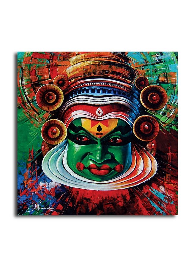 PIXELARTZ Kathakali Dancer Canvas Painting, Classic Indian Art for wall, dance academy - (35x35 Inches, Large) (Unframed) - Image 1