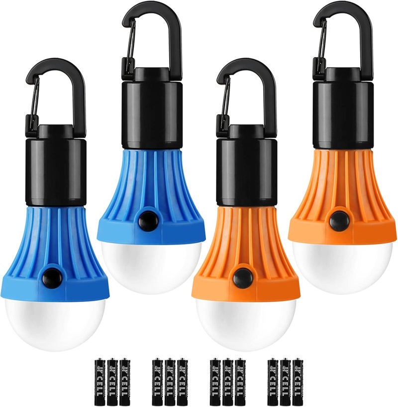 Lepro LED Camping Lantern, Camping Essentials, 3 Lighting Modes, Hanging Tent Light Bulbs with Clip Hook for Camping, Hiking, Hurricane, Storms, Outages, Collapsible, Batteries Included, 4 Packs - Image 1