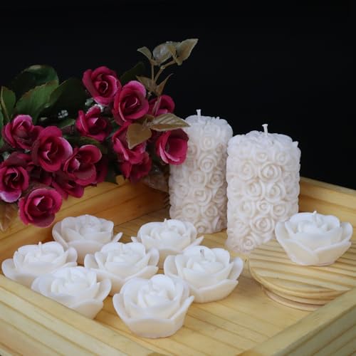 Shraddha Creation Wax Scented Candles For Home Decor, Coconut Vanilla Fragrance, Pillar And Floating Candles Combo, White Colour, Pack Of 10, 4 X 7 Cm - Image 2