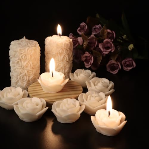 Shraddha Creation Wax Scented Candles For Home Decor, Coconut Vanilla Fragrance, Pillar And Floating Candles Combo, White Colour, Pack Of 10, 4 X 7 Cm - Image 5