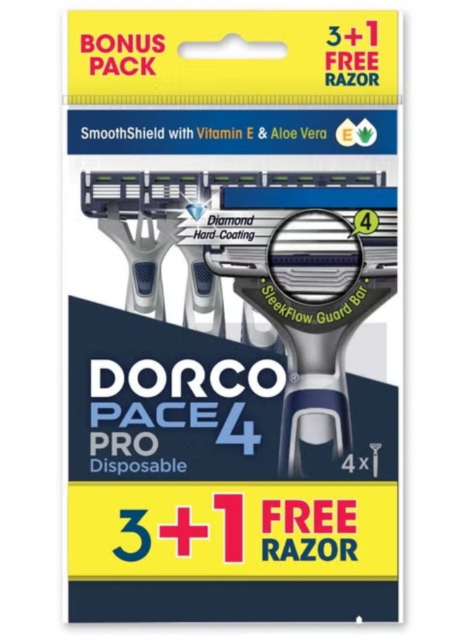 DORCO Pace 4 - Disposable 4 Razor Blades 3+1Free