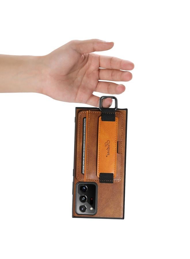 Suteni Case For Samsung Galaxy Note20 H13 Card Wallet Wrist Strap Holder PU Phone Case - Image 5