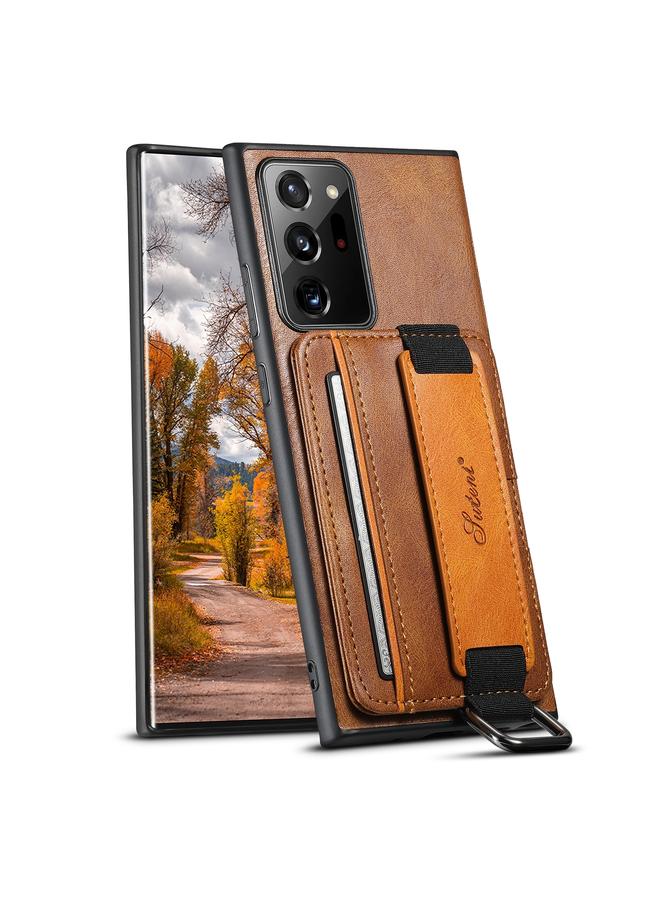 Suteni Case For Samsung Galaxy Note20 H13 Card Wallet Wrist Strap Holder PU Phone Case - Image 1