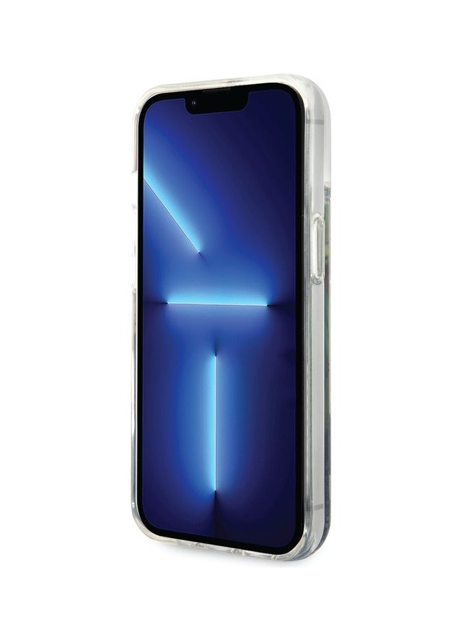 GUESS iPhone 14 Plus Case Liquid Glitter Back Cover with Flower Pattern Extra Shine Smooth Touch Feel - Blue - Image 5