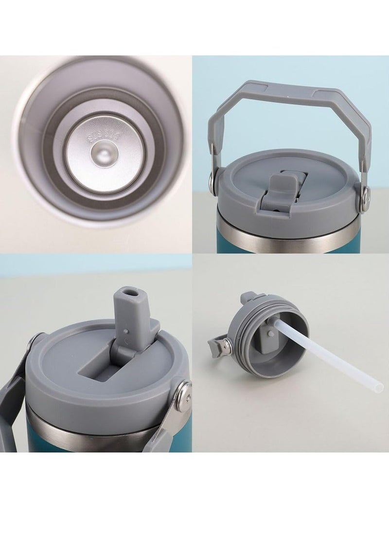 JAJEEK Stainless Steel Tumbler with Handle & Straw Lid – Vacuum Insulated Water Bottle, Leak-Resistant Flip Lid, Reusable for Home, Office, or Car - Image 3