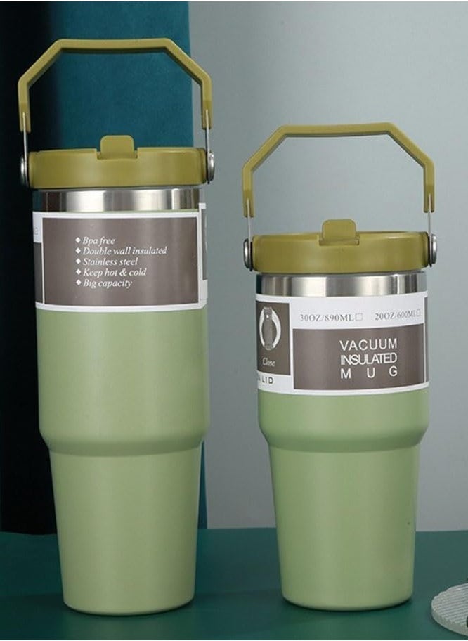 JAJEEK Stainless Steel Tumbler with Handle & Straw Lid – Vacuum Insulated Water Bottle, Leak-Resistant Flip Lid, Reusable for Home, Office, or Car - Image 5