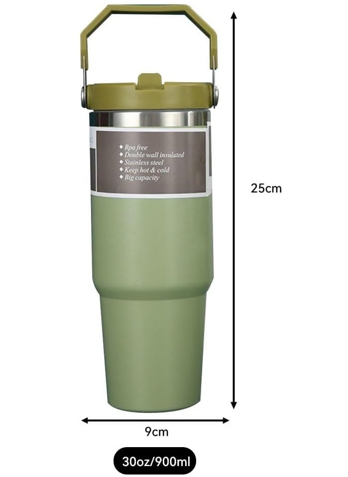 JAJEEK Stainless Steel Tumbler with Handle & Straw Lid – Vacuum Insulated Water Bottle, Leak-Resistant Flip Lid, Reusable for Home, Office, or Car - Image 2
