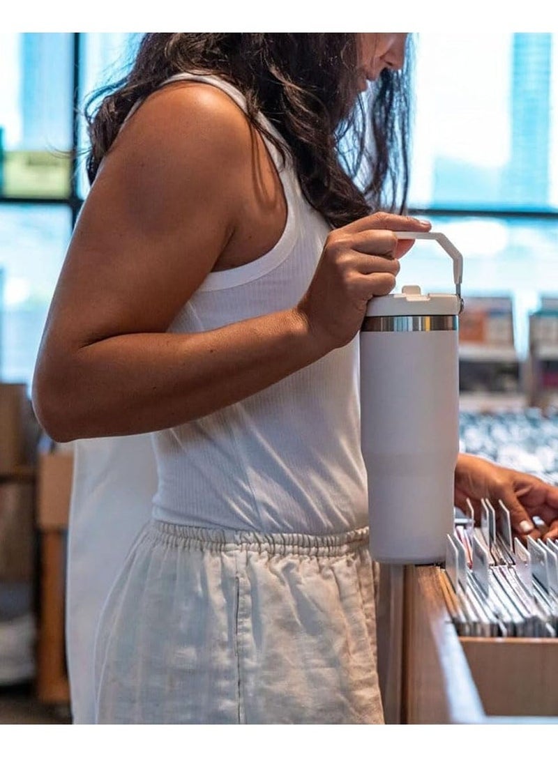 JAJEEK Stainless Steel Tumbler with Handle & Straw Lid – Vacuum Insulated Water Bottle, Leak-Resistant Flip Lid, Reusable for Home, Office, or Car - Image 4