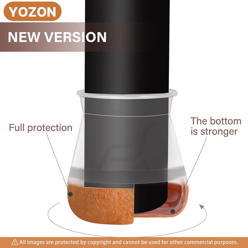 YOZON Small Chair Leg Floor Protectors Chair Leg Protectors for Hardwood Floors Felt Silicone Caps Strengthen Bottom Protection Anti-Scratch Reduce Noise 32 Pack Clear Round Small Fit 1/2" to 3/4" (14-19mm) - Image 2
