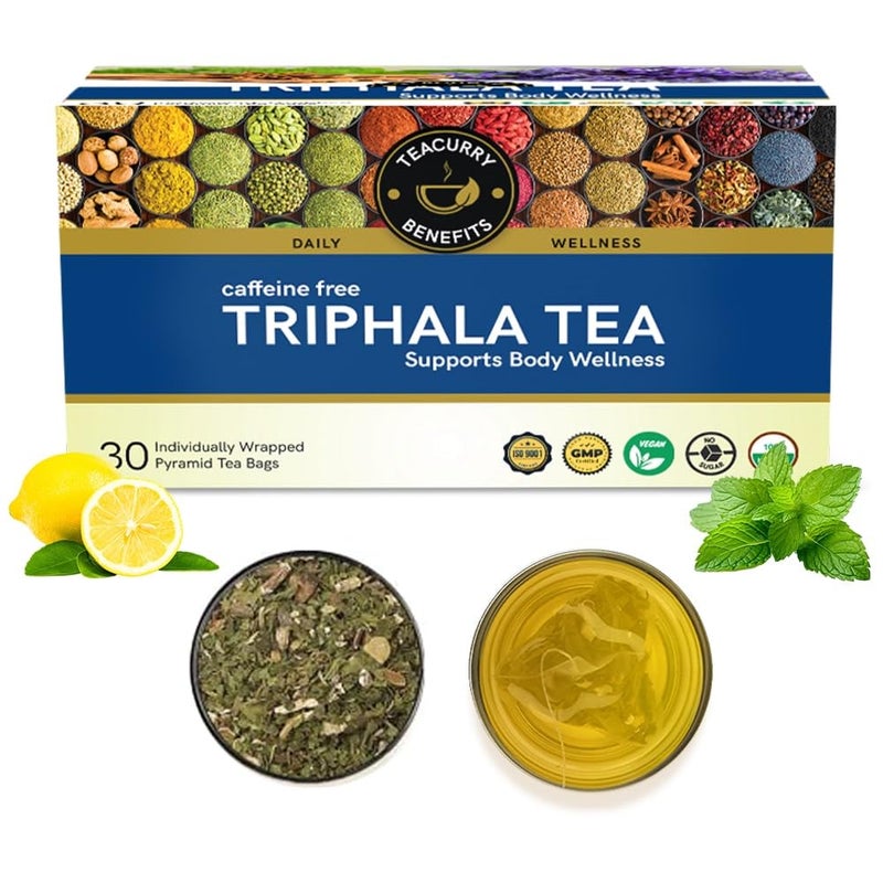 Teacurry Triphala Herbal Tea (1 Month Pack | 30 Tea Bags) - Helps with Digestive Support and Clear Skin | Power of Triphala for Glowing Skin & Shiny Hair - Image 1