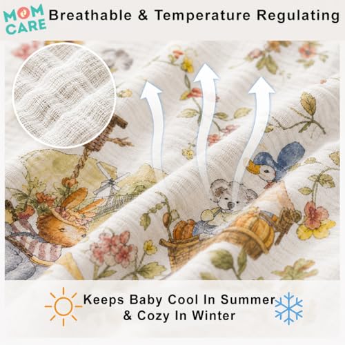MOM CARE 6 Layer Organic Muslin Baby Blanket | Ultra Soft Breathable Cotton Swaddle Wrap for Newborn | Baby Quilt, Receiving Blanket, Bath Towel, Stroller Cover | 110x110 cm Animal Print - Image 3