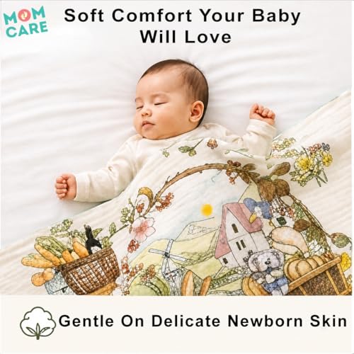 MOM CARE 6 Layer Organic Muslin Baby Blanket | Ultra Soft Breathable Cotton Swaddle Wrap for Newborn | Baby Quilt, Receiving Blanket, Bath Towel, Stroller Cover | 110x110 cm Animal Print - Image 2