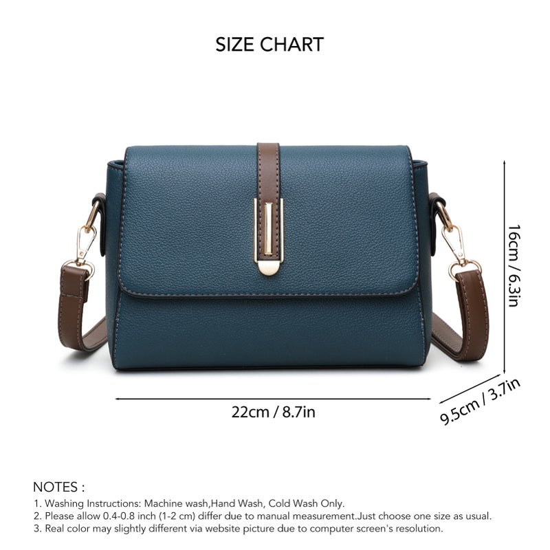 PU Leather Shoulder Bag Soft Multi Functional Large Capacity Women Purse Shoulder Bag for Wandering Shopping Blue Free Size - Image 4