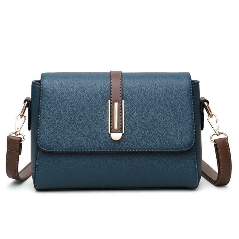 PU Leather Shoulder Bag Soft Multi Functional Large Capacity Women Purse Shoulder Bag for Wandering Shopping Blue Free Size - Image 1