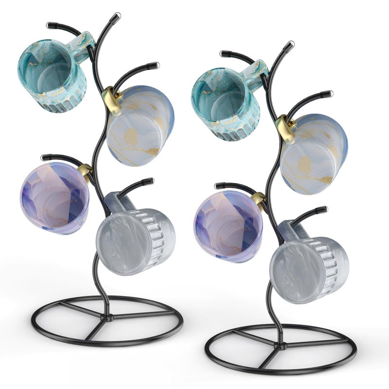 Beesini 2 Pack Mug Holder, Metal Coffee Mug Holders Tree, Decorative Mug Rack, Mug Cup Tree for Kitchen Decor Organizer, Black - Image 1
