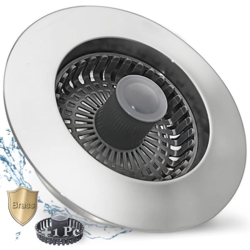 BAOLSLS 3 in 1 Kitchen Sink Stopper, Pop Up Kitchen Sink Drain Strainer, with an Extra Basket Strainer, Kitchen Sink Drain Stopper for US Standard 3-1/2 Inch, Brass Material Electroplate Silver - Image 1