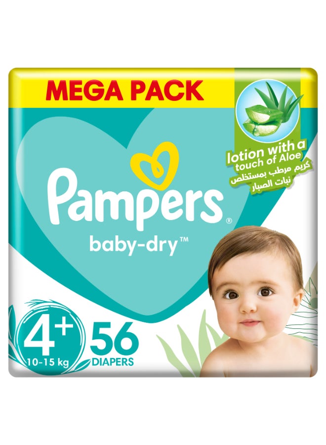 Pampers Aloe Vera Taped Diapers Size 4+ Mega Pack 56 Count