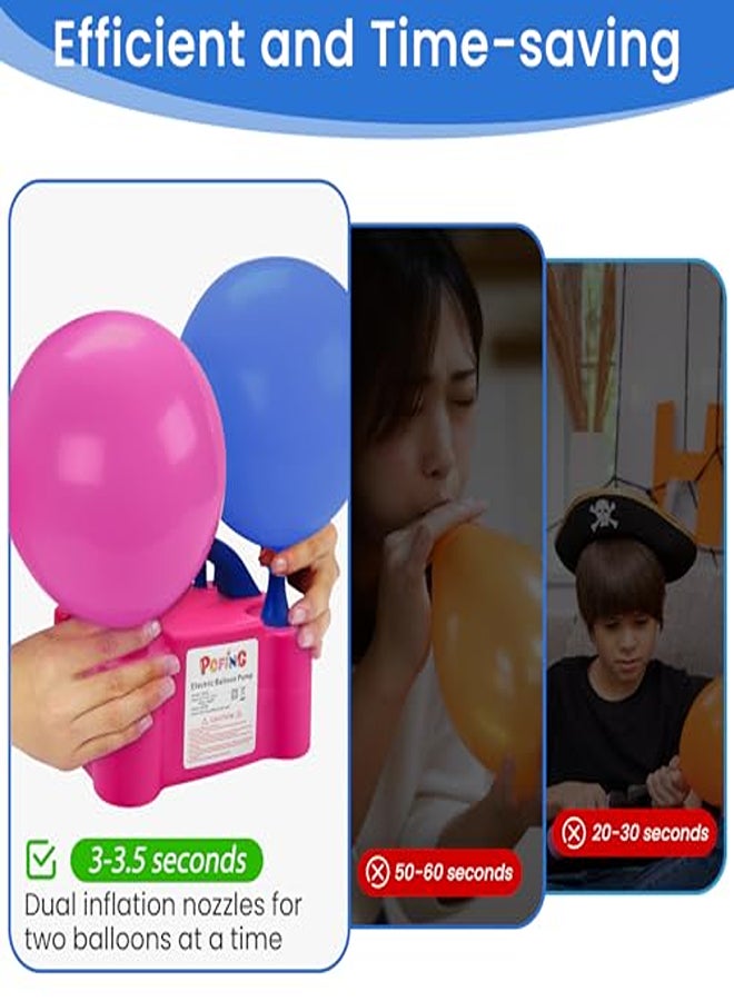 منفاخ بالونات كهربائي محمول - منفاخ بالونات مع أداة ربط وفوهة مزدوجة - Image 2