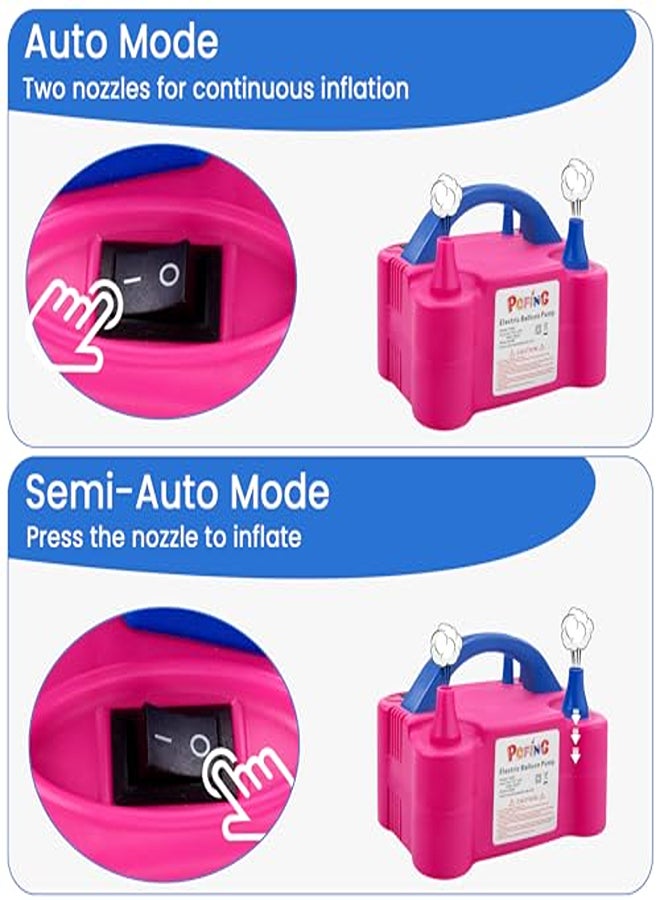 منفاخ بالونات كهربائي محمول - منفاخ بالونات مع أداة ربط وفوهة مزدوجة - Image 1