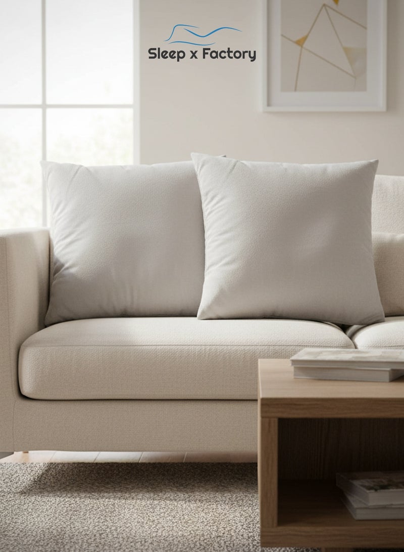 سليب × فاكتوري مخدتين ديكور مخمل أبيض سكري – 45×45 سم – حشوة مايكروفايبر - Image 1