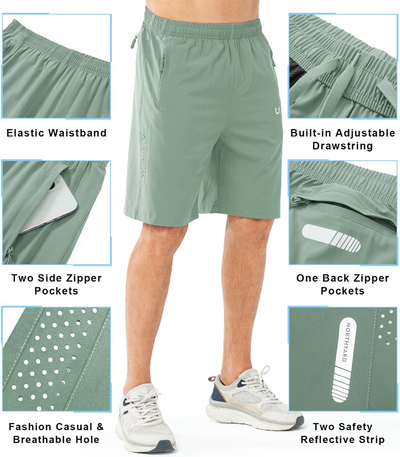 NORTHYARD Men's Athletic Running Shorts Gym Workout Shorts 7"/ 9"/ 5" Quick Dry Lightweight Sports Basketball Exercise Tennis Exercise LODENFROST-9inch S - Image 3