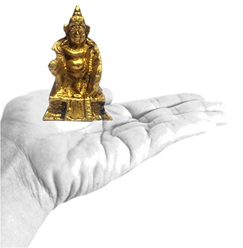 Purpledip Rare Miniature Brass Idol Kubera (Hindu God of Wealth & Prosperity): Kuber Vaisravana Sarvanubhuti Collectible Gold Finish Statue (11909) - Image 2