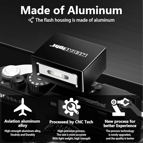 MEDALight Upgrade Aluminum F1 Mini Camera Flash with Diffuser for Ricoh GR3/GR3X/Fuji/Sony ZV1/Nikon/Canon/Olympus/Digital Film Cameras,Portable hot Shoe Speedlite for DSLR Camera(Black). - Image 2
